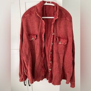 Free People One Scout Jacket coral red size medium oversized